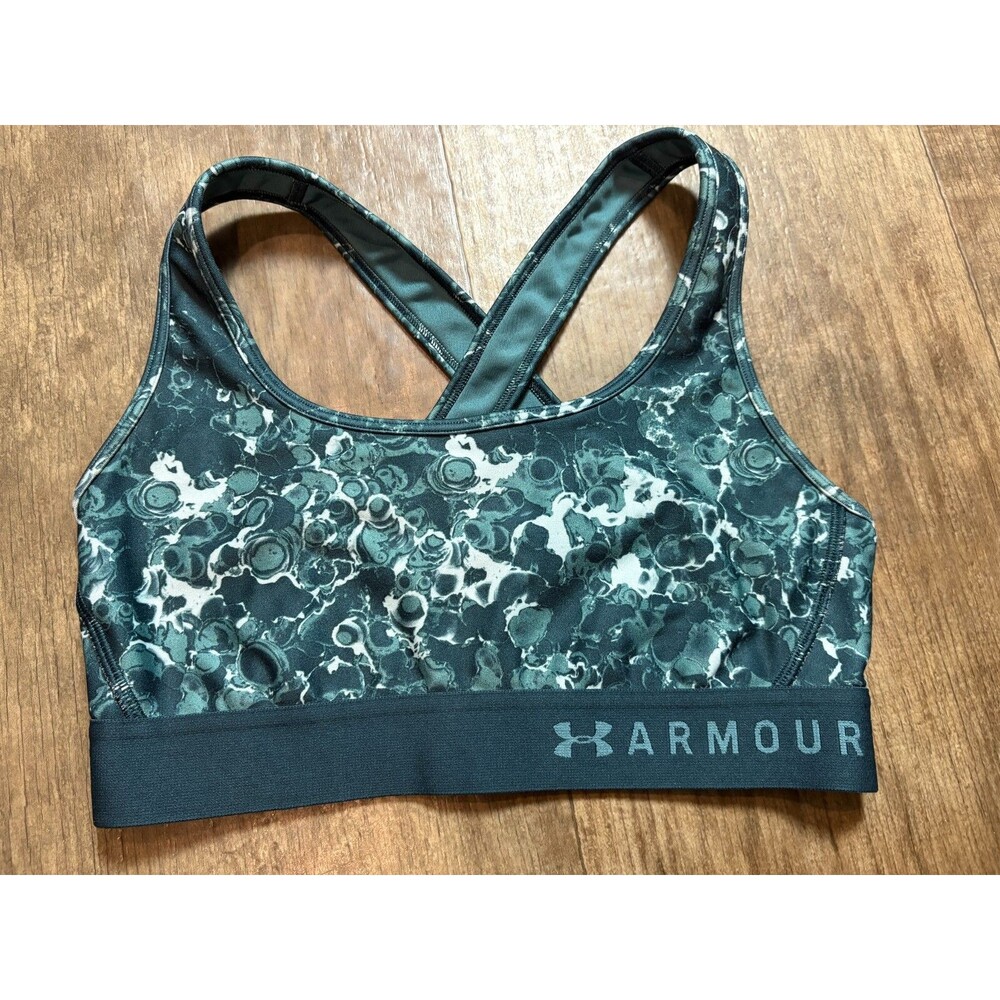 Under Armour Sports Bra Womens Small Fitted Pullover Green Not Padded